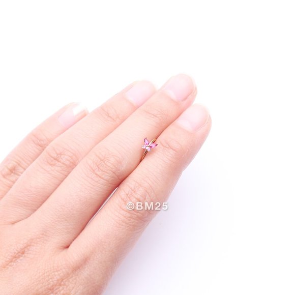 14 Karat Gold Brilliant Sparkle Dainty Butterfly Bendable Hoop Ring - Picture 2 of 5